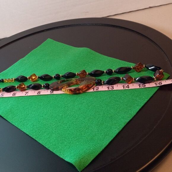 Asymmetrical Smokey Swirling Oblong Openings Lucite Necklace - Picture 5 of 8